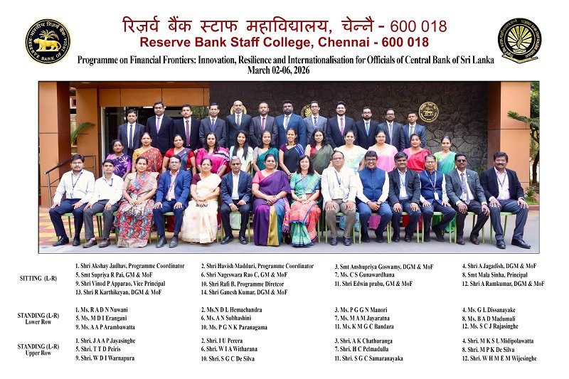 Capacity-Building Programme for a delegation of 25 officials from Central Bank of Sri Lanka at Reserve Bank Staff College, Chennai.